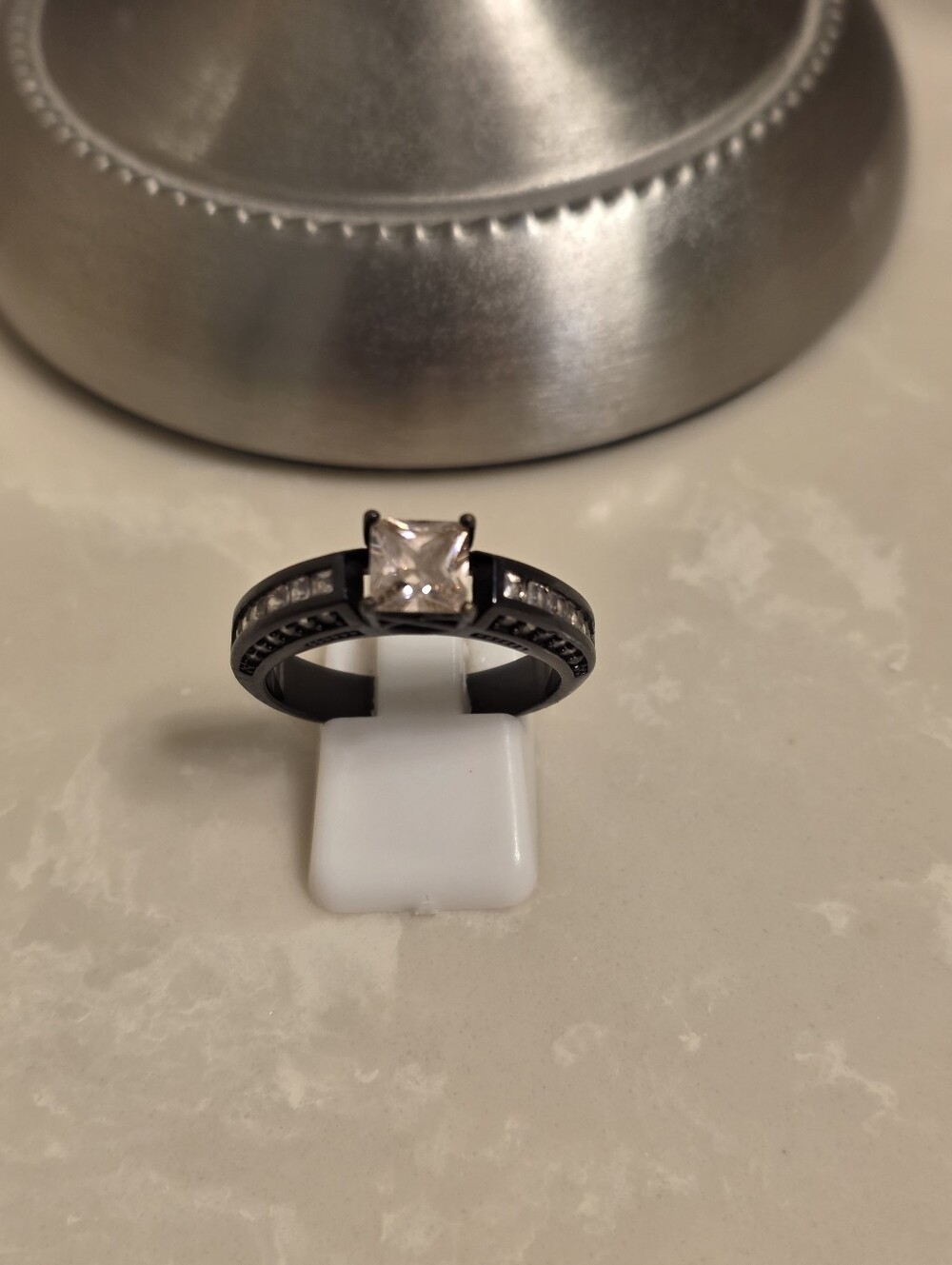 Black and Pink Sapphire Ring Size 10
